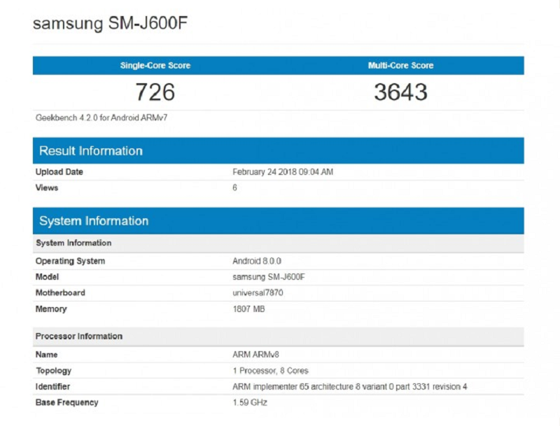 هاتف Samsung Galaxy J6 يظهر بشاشة Infinity كاملة على موقع FCC