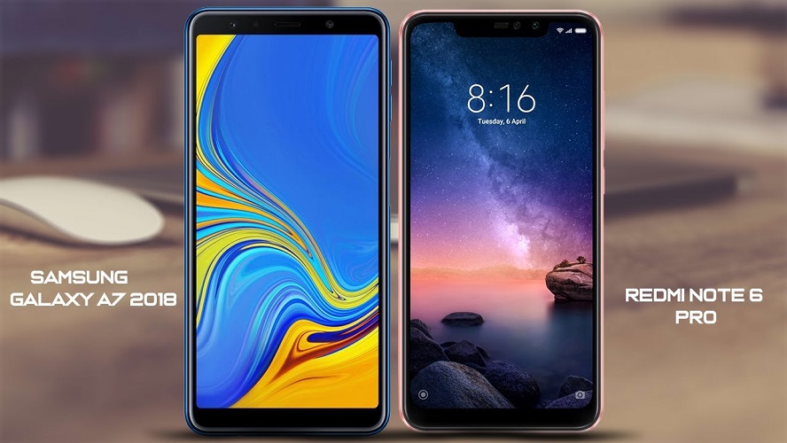 المقارنة الكاملة بين هاتف Samsung Galaxy A7 (2018) وهاتف Xiaomi Redmi Note 6 Pro